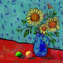 SUNFLOWERS IN A MILK PITCHER